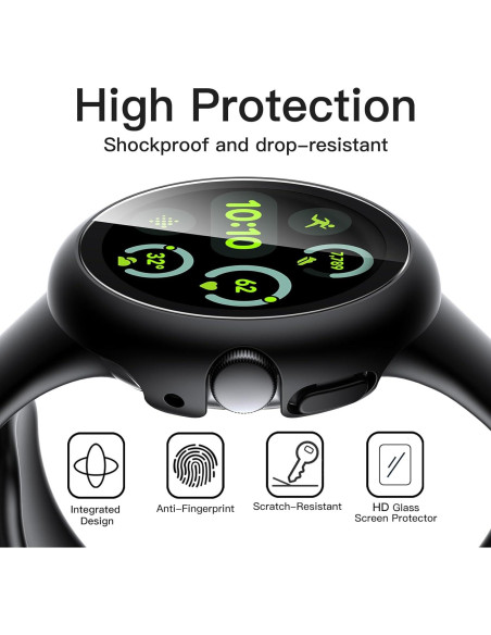 Funda JETech con Protector de Pantalla para Google Pixel Watch 41mm - Paquete de 2