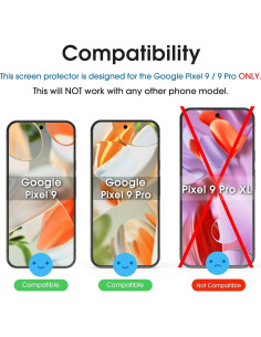 Protector de Pantalla amFilm para Google Pixel 9/9 Pro 2 Unidades 2