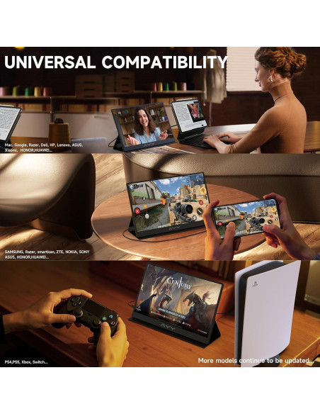 Monitor Portátil QAF 15.6" FHD 1080P IPS USB-C HDMI