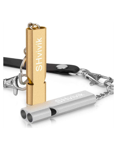 Silbato de Emergencia SHvivik 2PCS Doble Tubo Alta Sonoridad