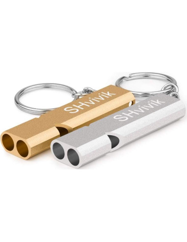 Silbato de Emergencia SHvivik 2PCS Doble Tubo Alta Sonoridad