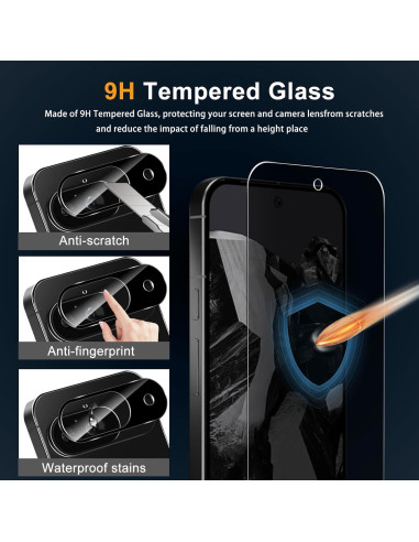 Protector de Pantalla Privado Mikoyi para Google Pixel 9 - 2x Vidrio Templado 9H + 2x Lente