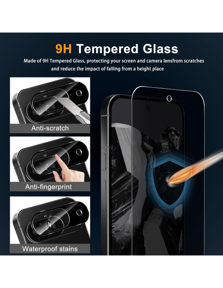 Protector de Pantalla Privado Mikoyi para Google Pixel 9 - 2x Vidrio Templado 9H + 2x Lente