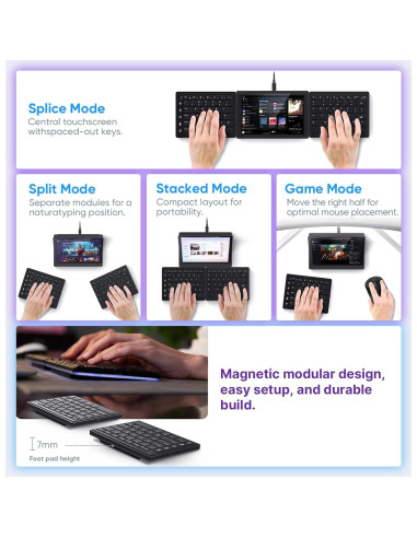 Teclado Ergonómico Inalámbrico Mobile Pixels Tetra 8"