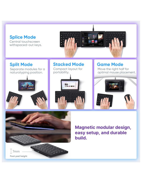 Teclado Ergonómico Inalámbrico Mobile Pixels Tetra 8"