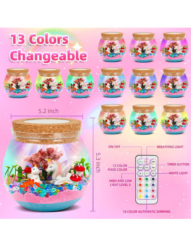 Kit de Terrario Unicornio Tywop con Luces LED y Control Remoto