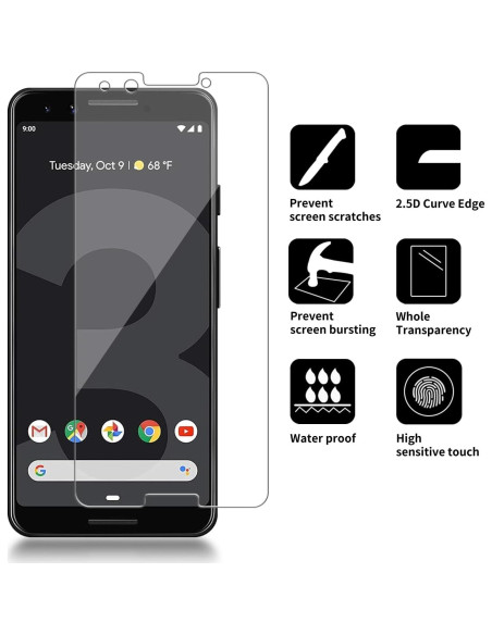 4 Protectores de Pantalla Vidrio Templado iCsapr para Google Pixel 3