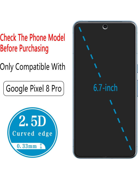 Protector de Pantalla Bencuku para Google Pixel 8 Pro Cristal Templado