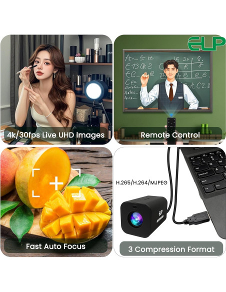Cámara USB 4K ELP 12X Zoom HDMI Autofocus 30fps