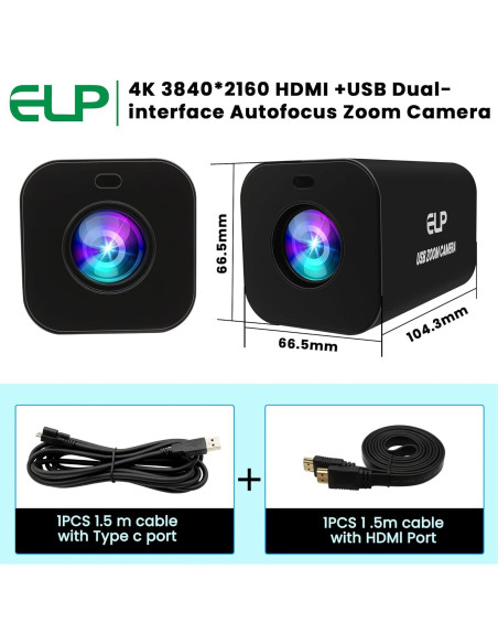 Cámara USB 4K ELP 12X Zoom HDMI Autofocus 30fps