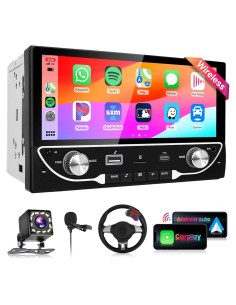 Estéreo de coche PODOFO Doble Din 6.86" CarPlay y Android Auto