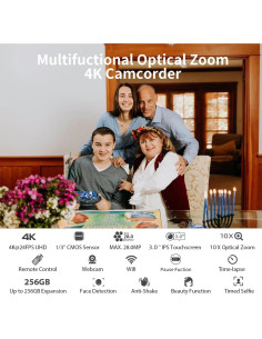Cámara de Video ORDRO 4K 10X Zoom Óptico Pantalla Táctil 2