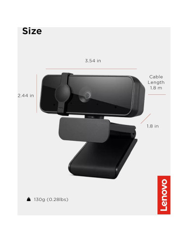 Cámara Web Lenovo Essential FHD 1080P con Doble Micrófono