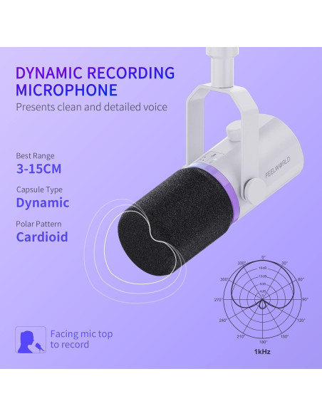 Micrófono Dinámico USB/XLR FEELWORLD PM1 con Brazo Soporte