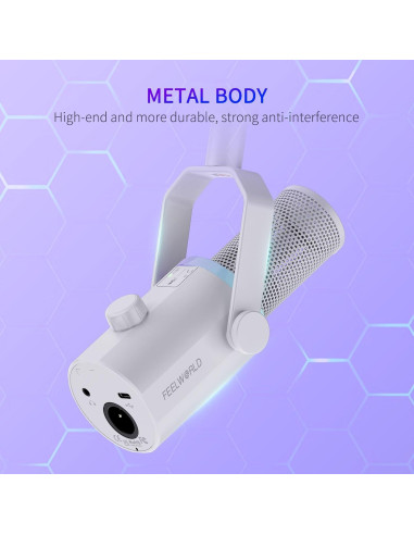 Micrófono Dinámico USB/XLR FEELWORLD PM1 con Brazo Soporte