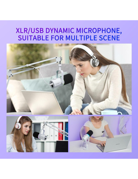 Micrófono Dinámico USB/XLR FEELWORLD PM1 con Brazo Soporte