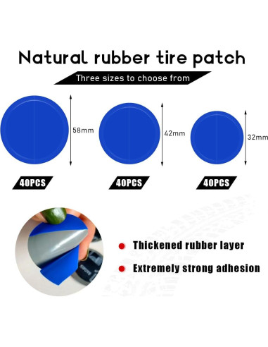 120 Piezas Parche de Reparación de Neumáticos Ohleats 32-58mm