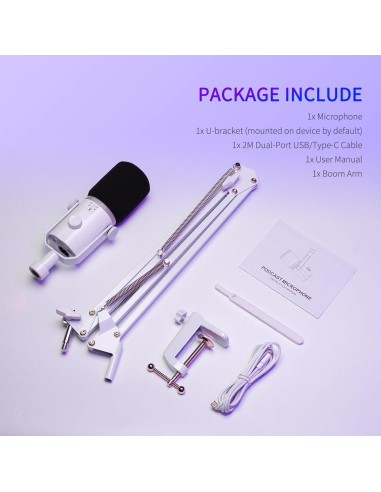 Micrófono Dinámico USB/XLR FEELWORLD PM1 con Brazo Soporte