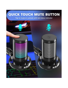 Micrófono USB NJSJ M200 RGB para PC y Consolas - Silencio Táctil 2