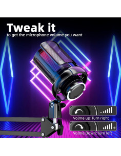 Micrófono USB Gaming MicMingle ME6S con RGB y Soporte 2