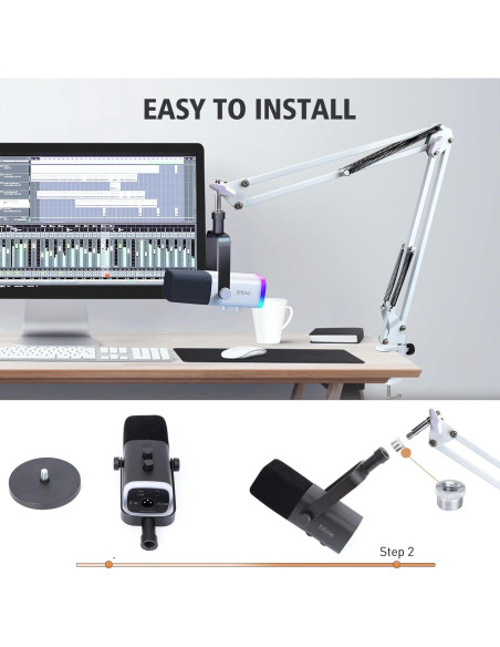 Brazo de Boom Blanco SUNMON para Micrófono Fifine AM8 - Soporte Ajustable