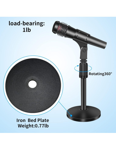 Soporte de Micrófono de Escritorio Ajustable Acero 10-14 Pulgadas