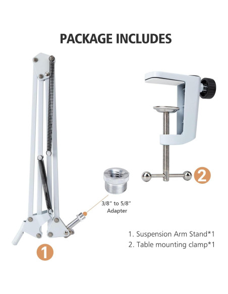 Brazo de Boom Blanco SUNMON para Micrófono Fifine AM8 - Soporte Ajustable