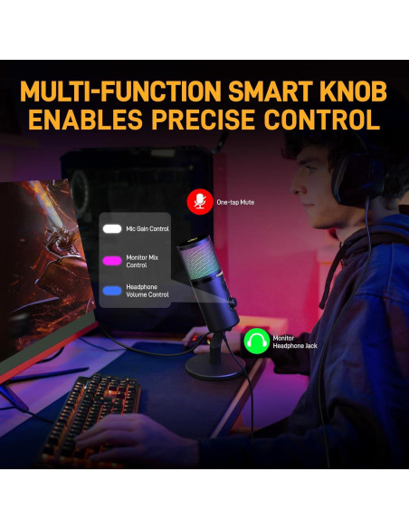 Micrófono USB MAONO DM50 para Juegos y Streaming, 3 Patrones