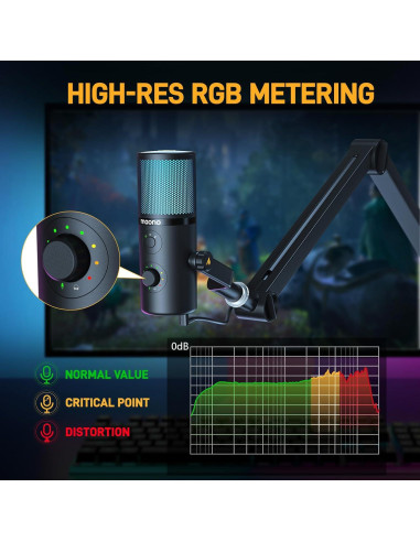 Micrófono USB MAONO DM50 para Juegos y Streaming, 3 Patrones