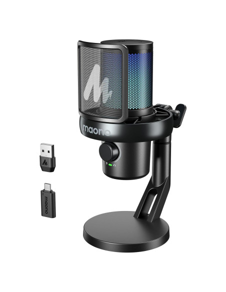 Micrófono Inalámbrico USB MAONO DM40 Pro Negro con AI