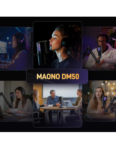 Micrófono USB MAONO DM50 para Juegos y Streaming, 3 Patrones