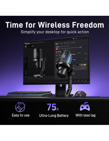 Micrófono Inalámbrico USB MAONO DM40 Pro Negro con AI