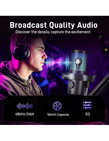 Micrófono Inalámbrico USB MAONO DM40 Pro Negro con AI