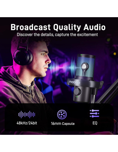 Micrófono Inalámbrico USB MAONO DM40 Pro Negro con AI