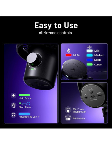 Micrófono Inalámbrico USB MAONO DM40 Pro Negro con AI