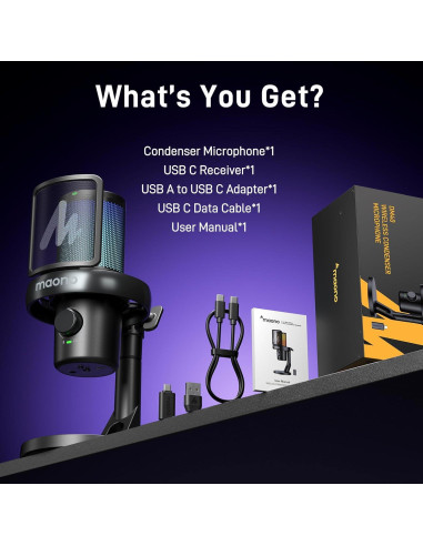 Micrófono Inalámbrico USB MAONO DM40 Pro Negro con AI