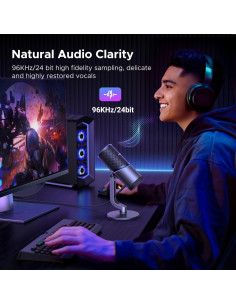 Micrófono UGREEN USB con Luces RGB, 24bit/96kHz, Cardioide 2