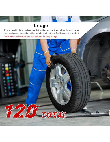 120 Piezas Parche de Reparación de Neumáticos Ohleats 32-58mm