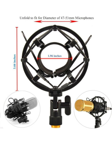 Soporte de micrófono Etubby 47-53mm ajustable con adaptador