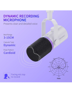 Micrófono Dinámico USB/XLR FEELWORLD PM1 con Luz RGB 2