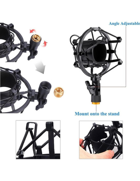 Soporte de micrófono Etubby 47-53mm ajustable con adaptador Soporte de micrófono Etubby 47-53mm ajustable con adaptador