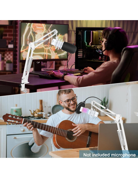 Brazo de Boom Ajustable Hyperx Quadcast S Blanco con Filtro Pop