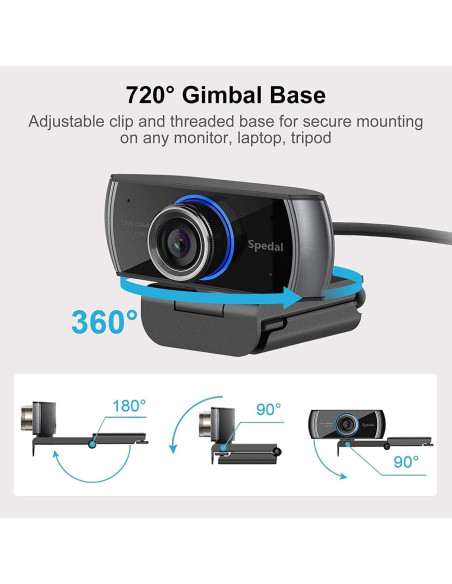 Webcam Spedal 1080P HD con Micrófono y Ángulo Amplio 100 Webcam Spedal 1080P HD con Micrófono y Ángulo Amplio 100