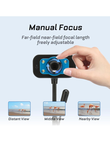 Cámara Web Sanpyl USB Manual con Luz LED y Micrófono