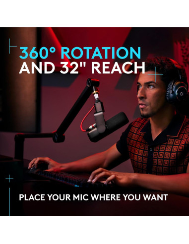 Brazo de Micrófono Logitech G Compass Premium - 81 cm, Negro