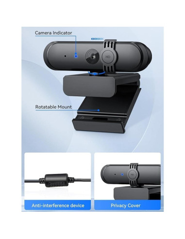 Cámara Web HD 1080P Genérico H806 con Micrófono y Tapa