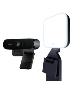 Webcam Logitech Brio 4K + Litra Glow - Iluminación Profesional