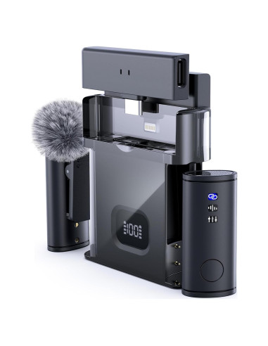 Micrófono Lavalier Inalámbrico Rythflo LM03 con 2 TX y 2 RX