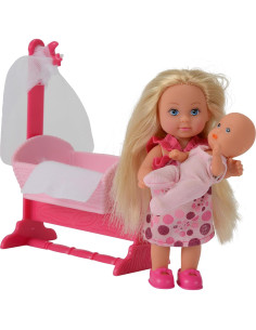 Cuna de Muñeca Evi Love Simba con Bebé y 12 Accesorios 2