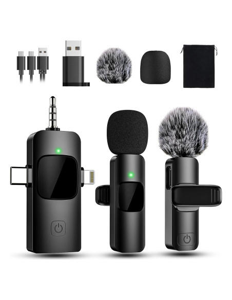 Micrófono Lavalier Inalámbrico EVXVE K15 con Receptor 4 en 1 Micrófono Lavalier Inalámbrico EVXVE K15 con Receptor 4 en 1